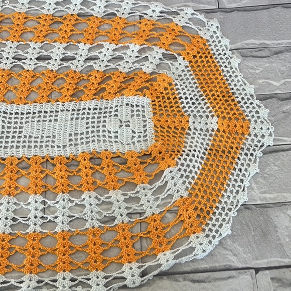 Crochet Handmade doily white & yellow home decor - Picture 2 of 4